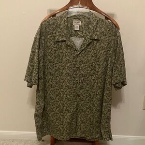 L.L. Bean Men's Olive Leaf Print Shirt